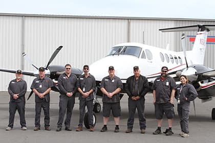Image of our team with freshly painted king air